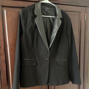 Zac & Rachel Black Blazer with Faux Leather Accents